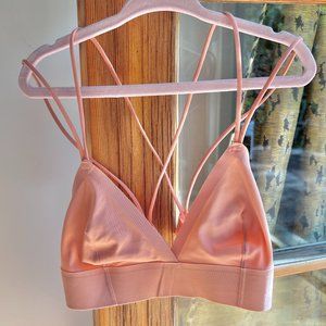Seamless Double Criss-Cross Strap Soft Cup Bralette, XS/S